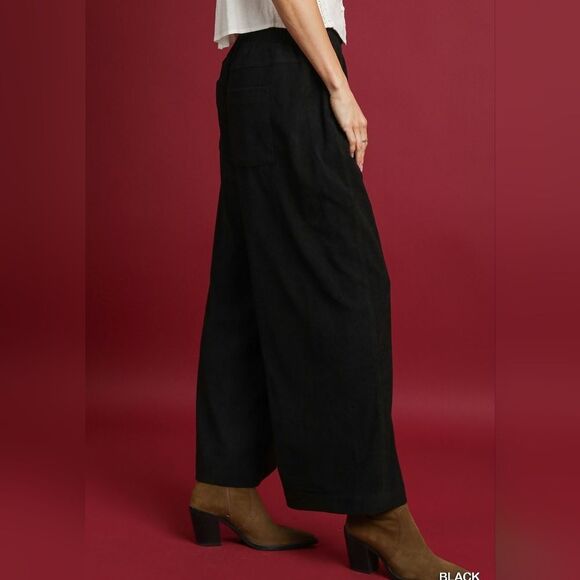 Umgee Black Wide-Leg Corduroy Pants - Picture 3 of 8